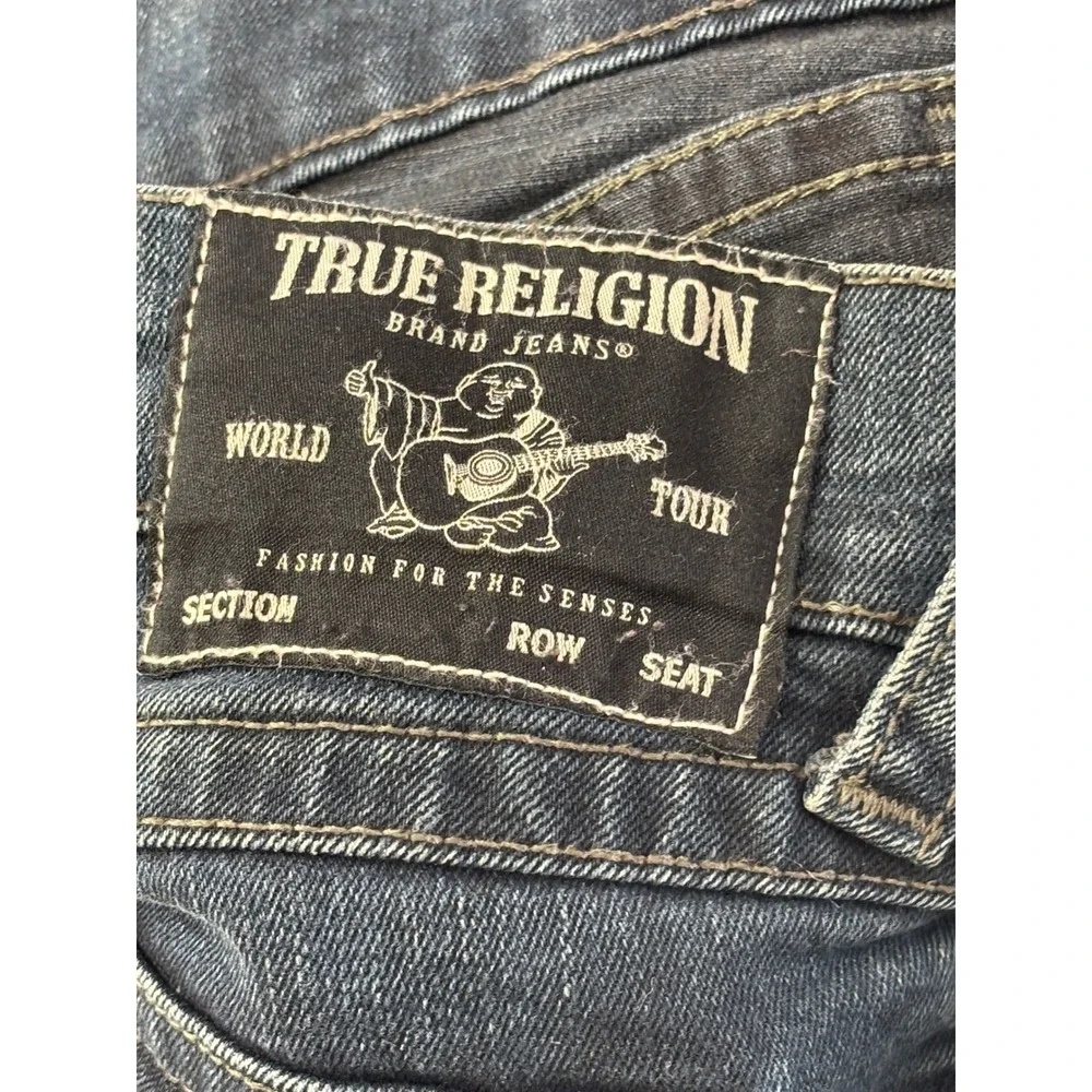 True Religion Geno Relaxed Slim Jeans Mens 38 Dark Wash Blue Geno Flap SN Denim
